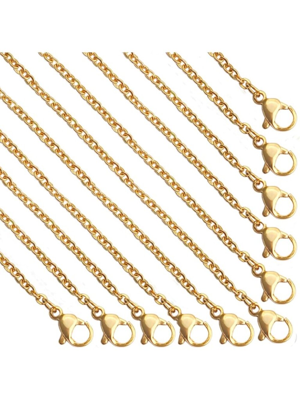 30 Pack Gold Plated Stainless Steel Necklace Chains 20" DIY Jewelry Making